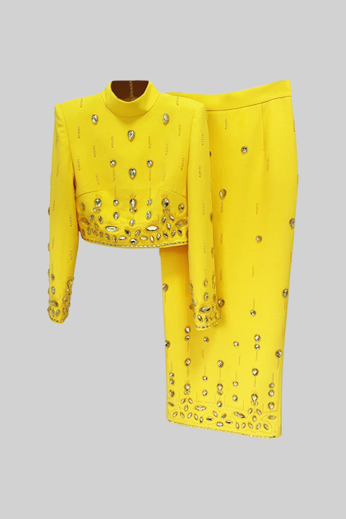 DIAMOND MAXI CO-ORD SET YELLOW PARTY WEAR