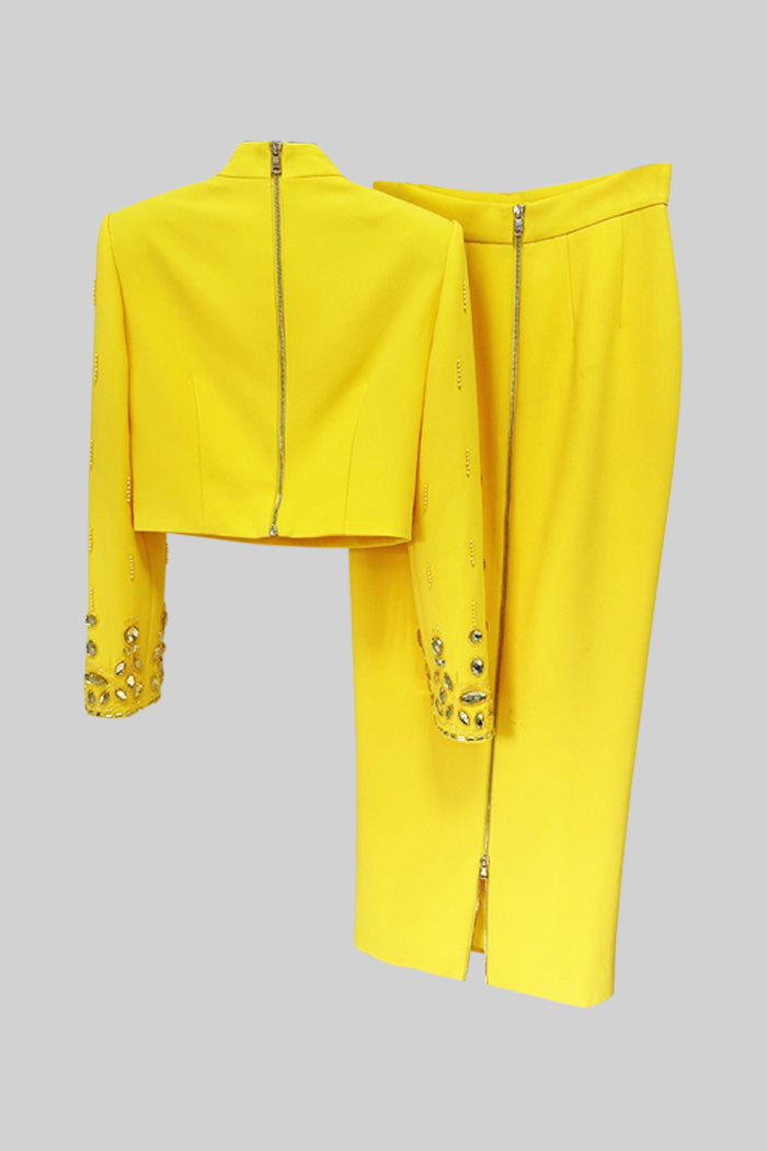 DIAMOND MAXI CO-ORD SET YELLOW PARTY WEAR