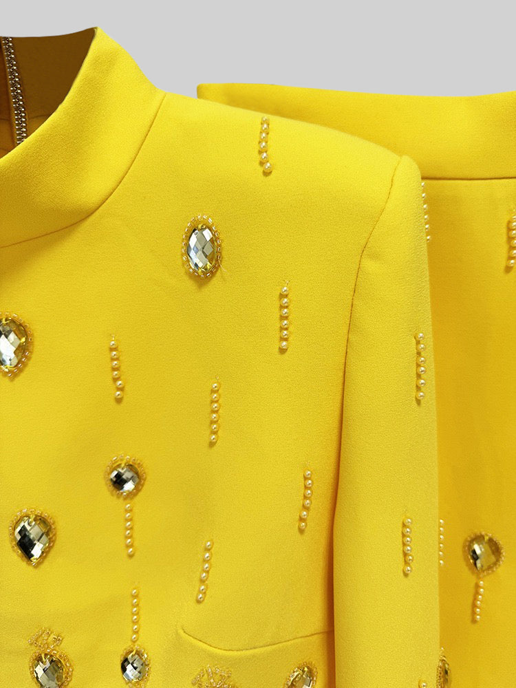 DIAMOND MAXI CO-ORD SET YELLOW PARTY WEAR