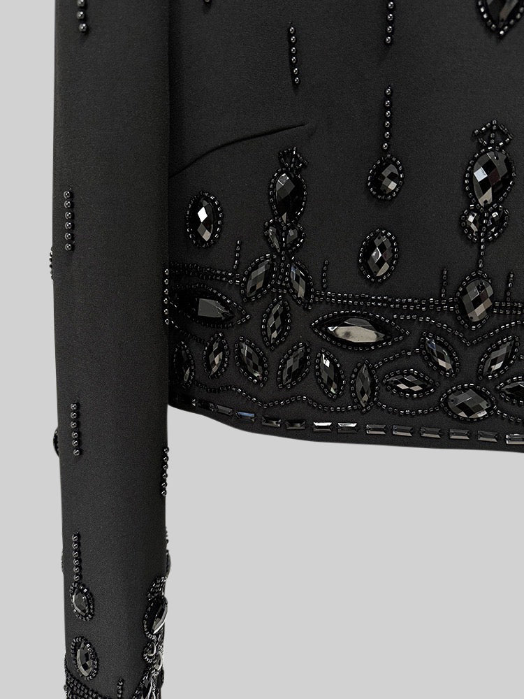 DIAMOND EMBELLISHED CO-ORD MAXI SKIRT BLACK