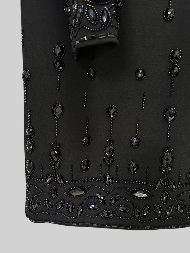 DIAMOND EMBELLISHED CO-ORD MAXI SKIRT BLACK