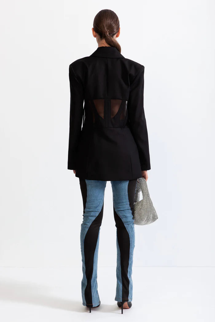PATCHWORK BLACK BLAZER FOR WORK & PARTY