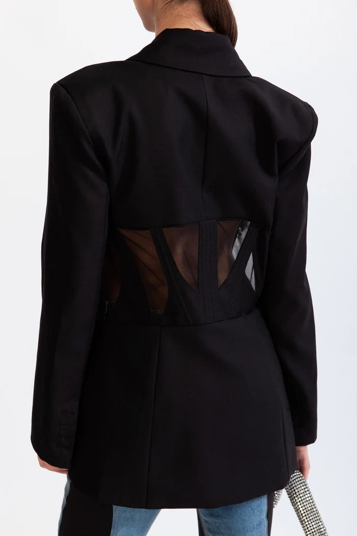 PATCHWORK BLACK BLAZER FOR WORK & PARTY