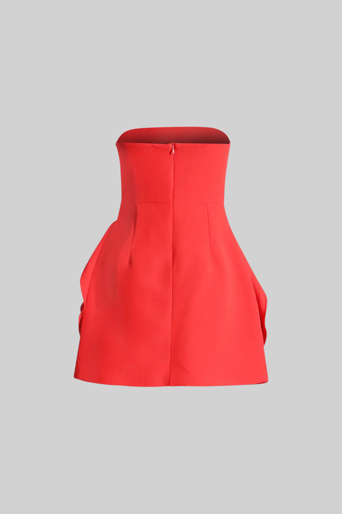 SLEEVELESS RED MINI DRESS, FLORAL PARTY STYLE