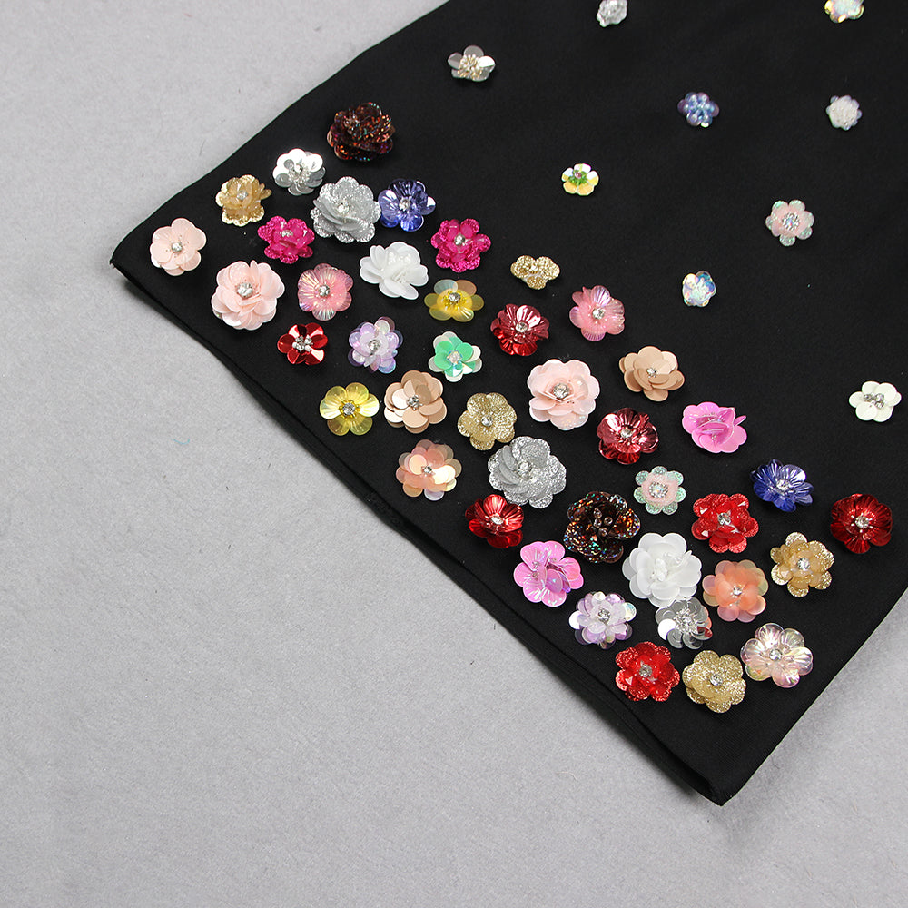 HALTER FLORAL EMBELLISHED MINI DRESS FOR WEDDING