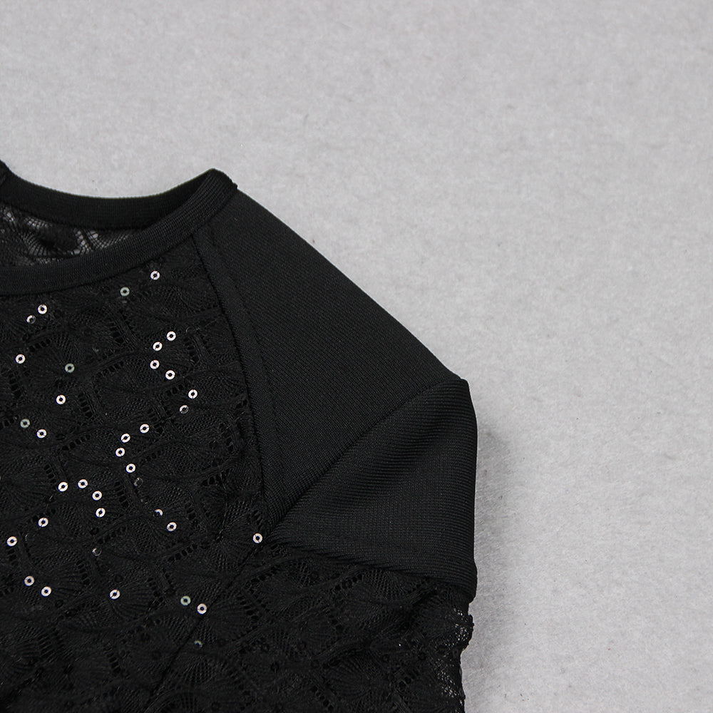 BLACK FEATHER SEQUIN PARTY JUMPSUIT