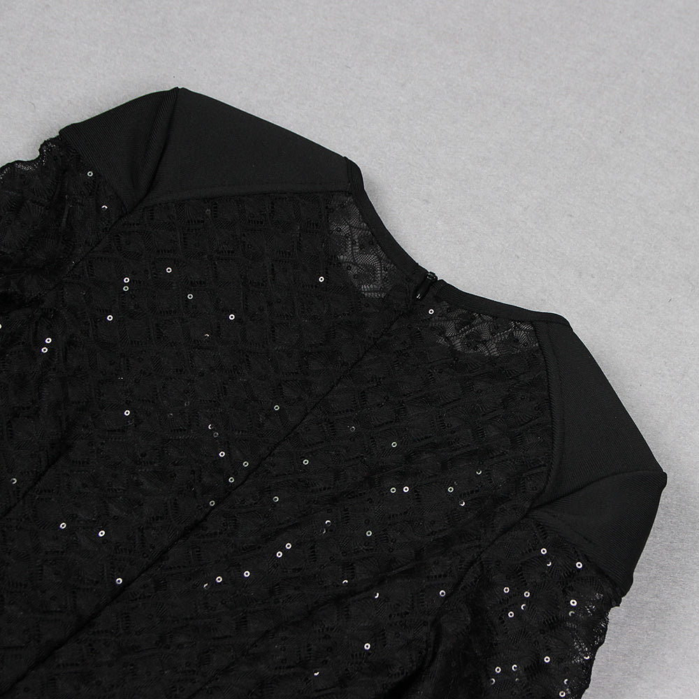 BLACK FEATHER SEQUIN PARTY JUMPSUIT