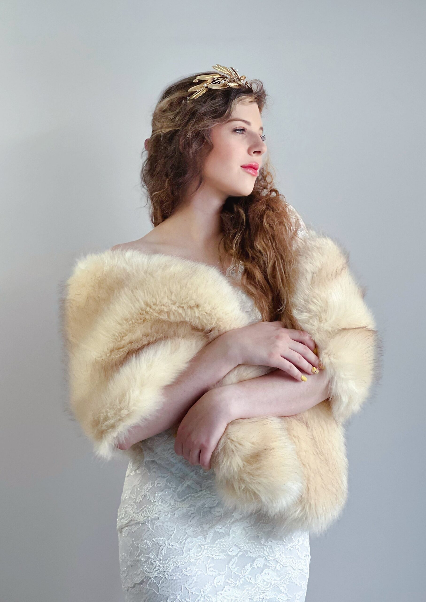 ISABEL FUR SHAWL FOR WEDDING EVENING WRAP