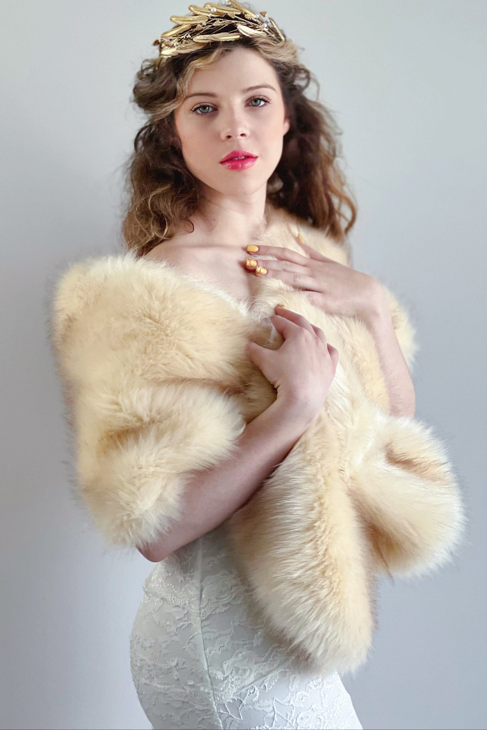 ISABEL FUR SHAWL FOR WEDDING EVENING WRAP