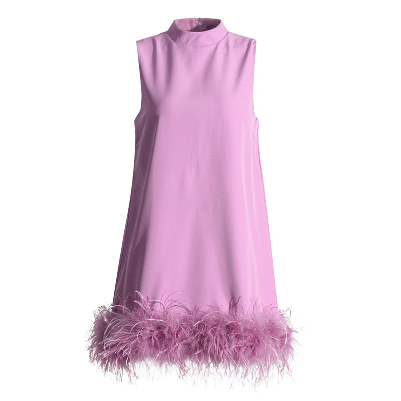 FEATHER MINI DRESS FOR PARTY NIGHT