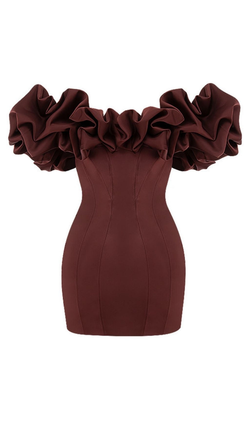 SATIN STRAPLESS RUFFLE DRESS FOR PARTY