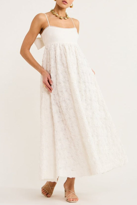 IGGY EMBROIDERED MIDI DRESS, CREAM, WEDDING GUEST