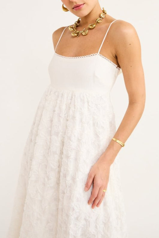 IGGY EMBROIDERED MIDI DRESS, CREAM, WEDDING GUEST