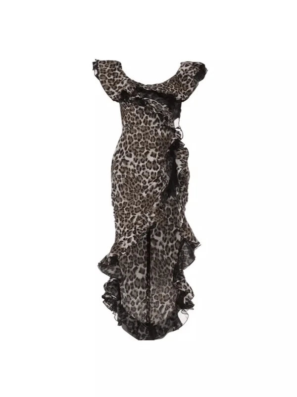 IKE OFF SHOULDER LEOPARD PRINT DRESS