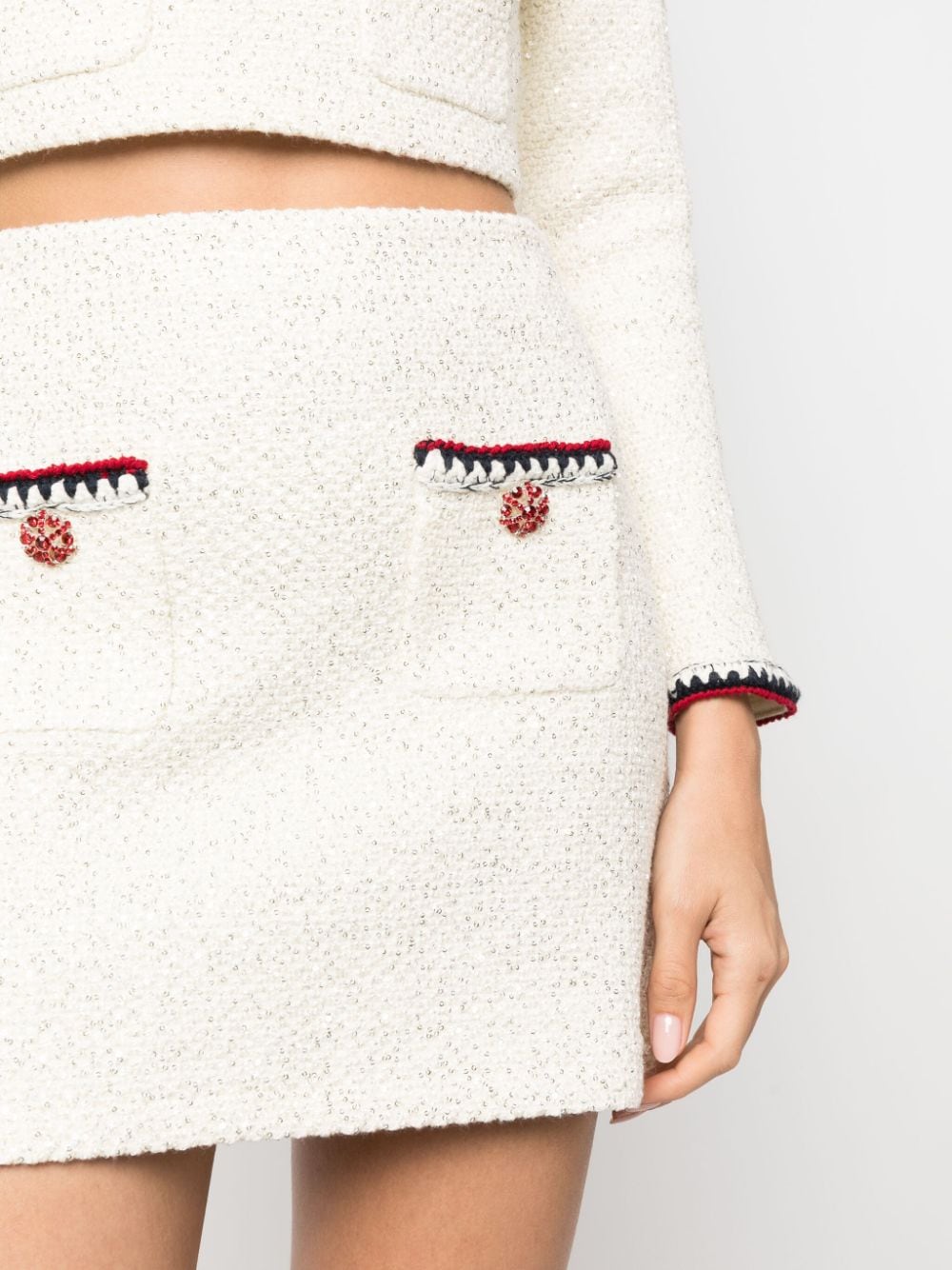 CREAM SEQUIN KNIT MIDI SKIRT FOR PARTY