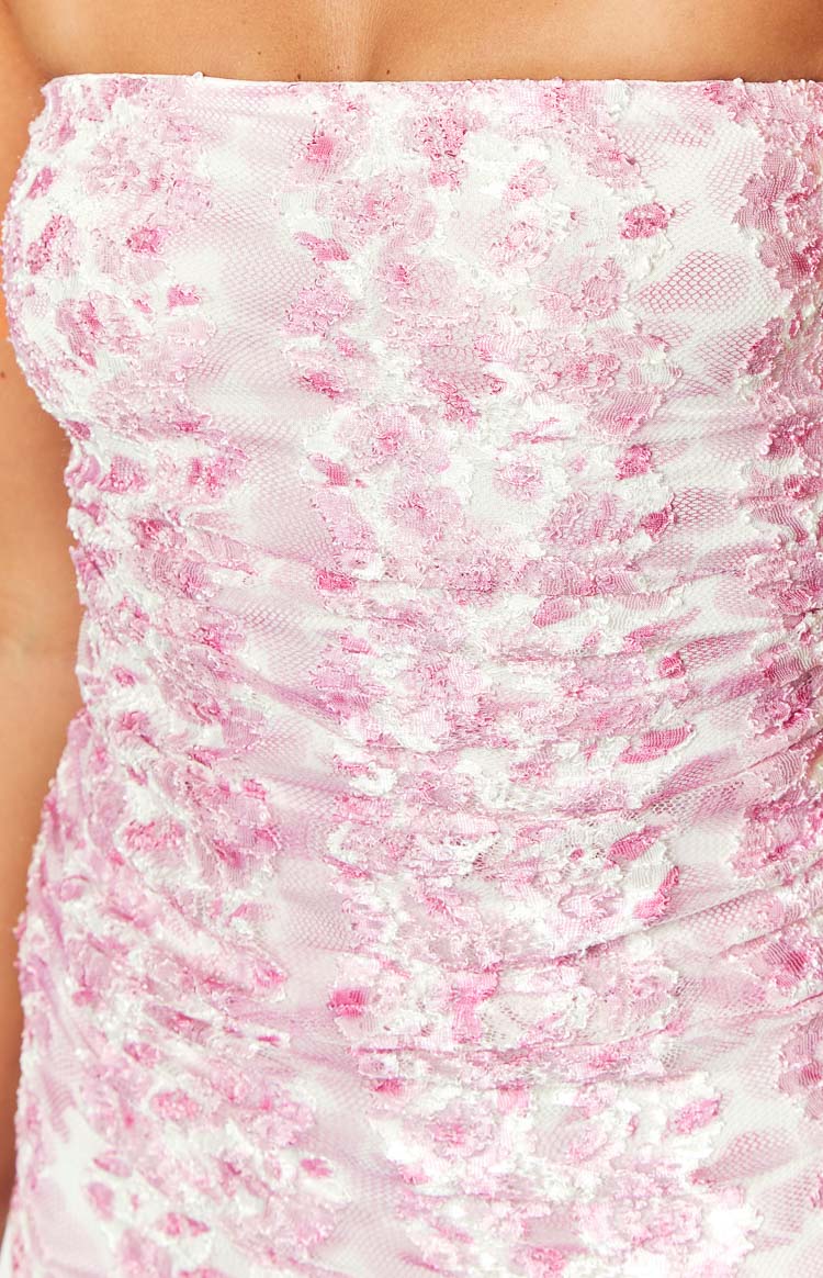 IMOGEN PINK FLORAL STRAPLESS MAXI DRESS