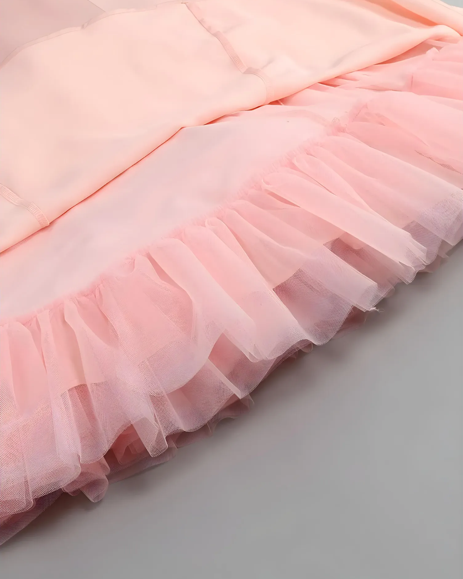 SATIN CORSET TULLE A-LINE MIDI DRESS - BABY PINK