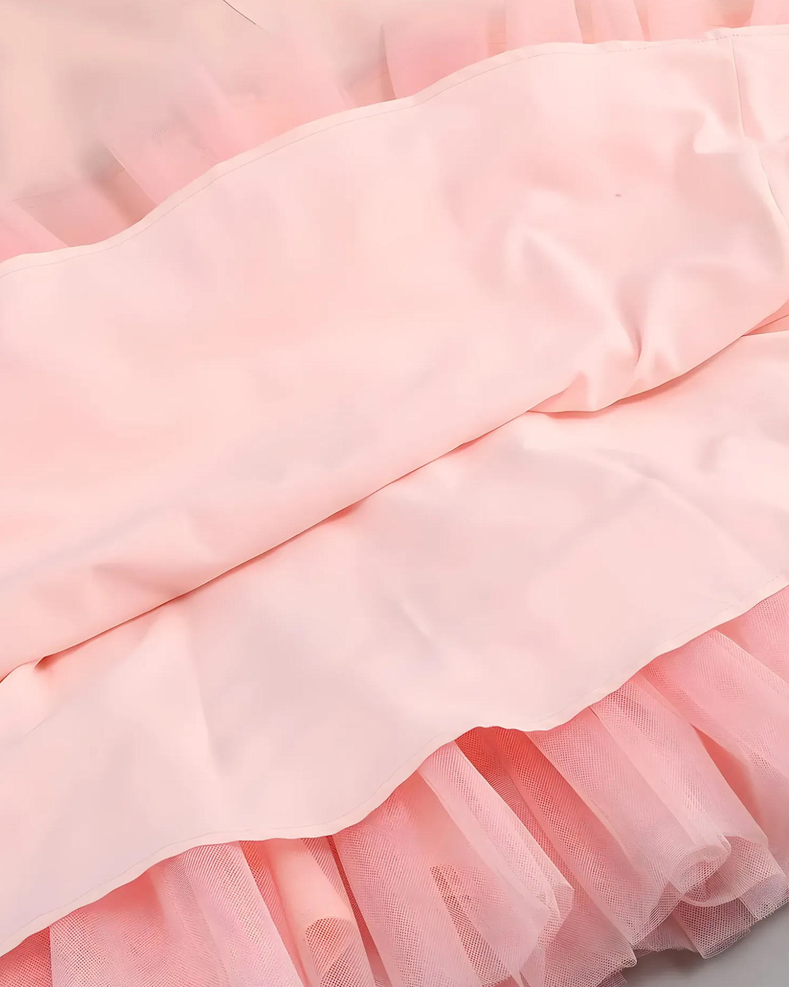 SATIN CORSET TULLE A-LINE MIDI DRESS - BABY PINK