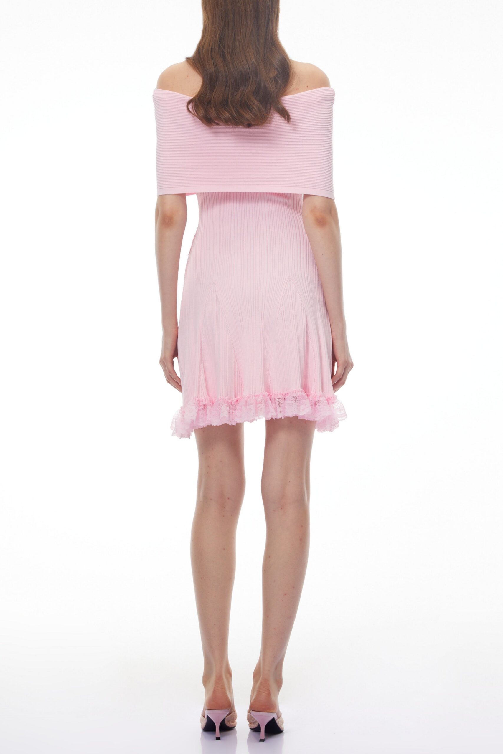 ISABEL PINK OFF-SHOULDER LACE MINI DRESS FOR PARTIES