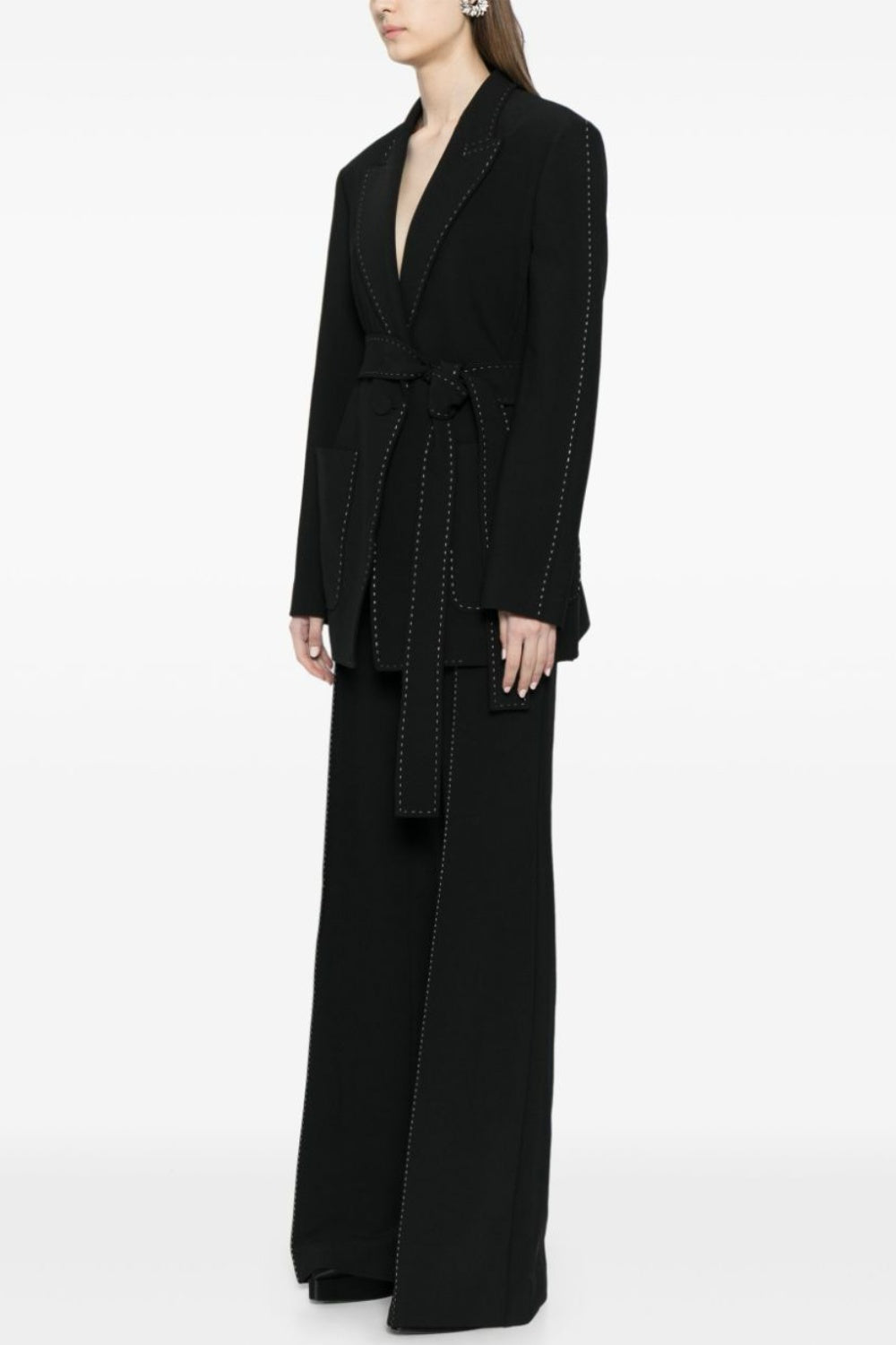 ISHARA BELTED BLAZER TWO-PIECE SET OFFICE WEAR