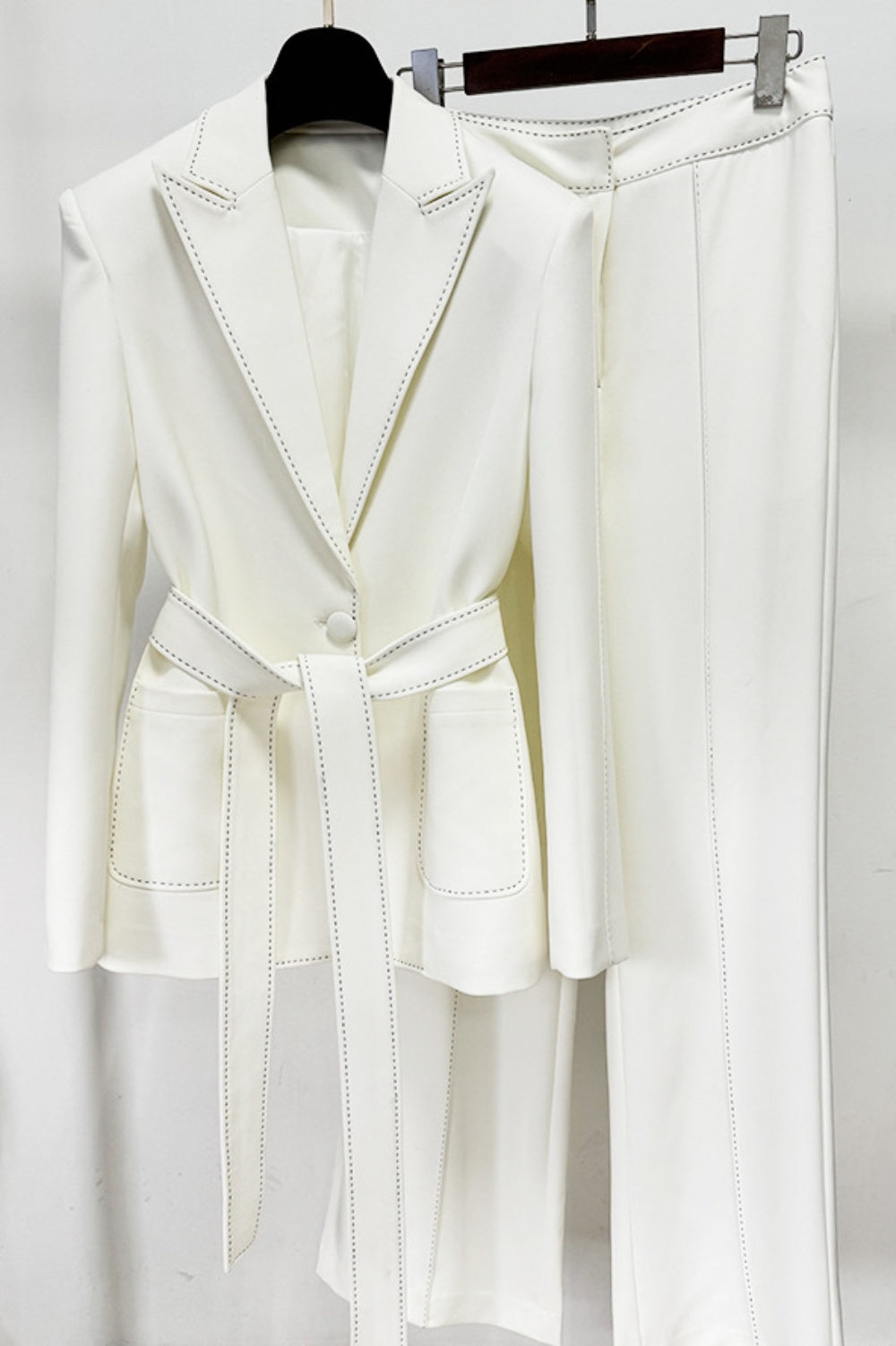 ISHARA BELTED BLAZER TWO-PIECE SET OFFICE WEAR