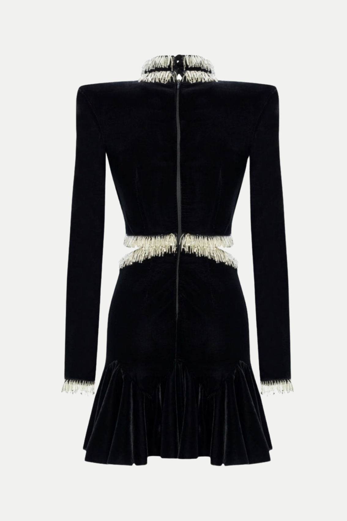 GLAM VELVET CUTOUT MINI DRESS WITH BEADS