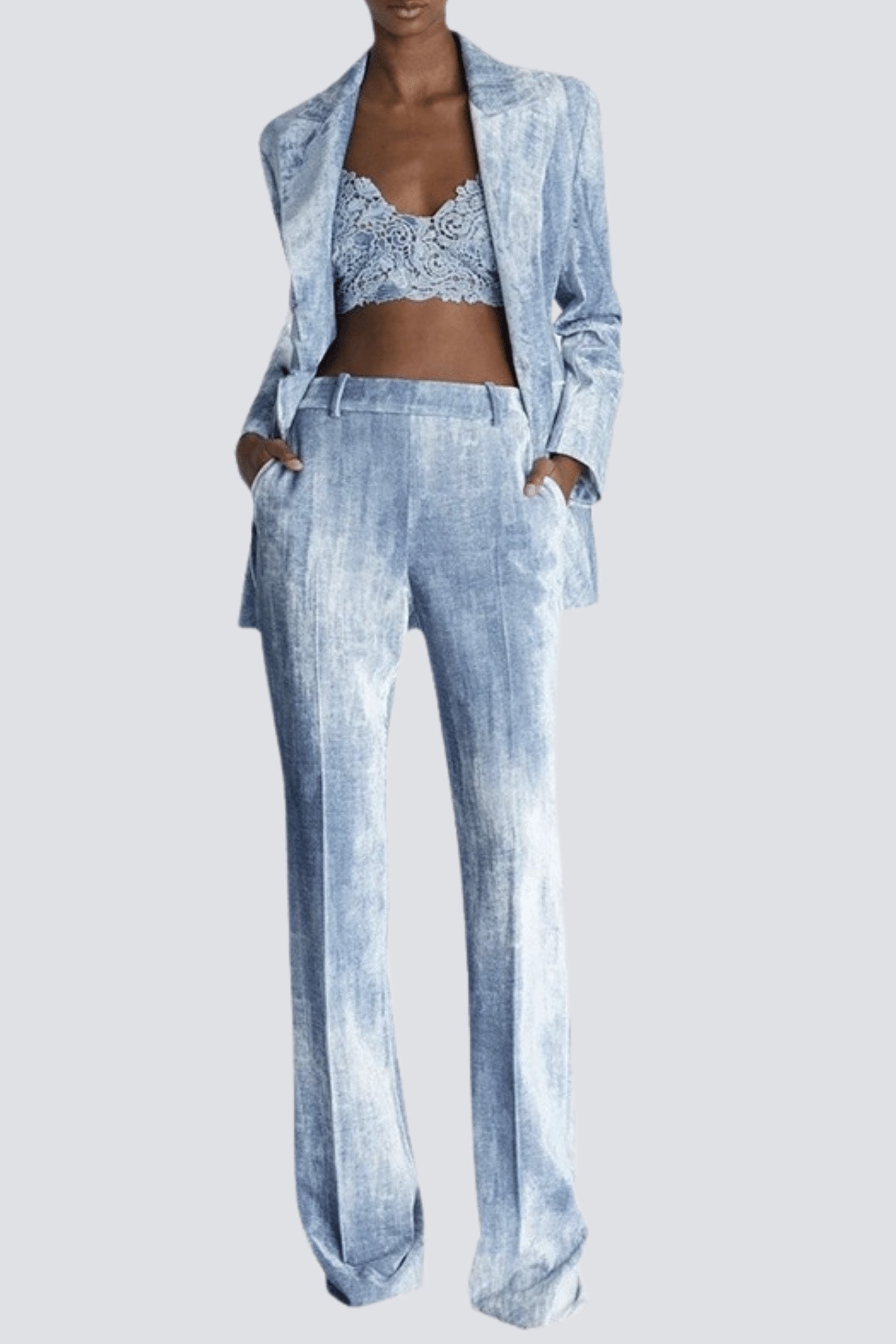 ISLETA PRINT BLAZER SET - BLUE FORMAL PARTY SUIT