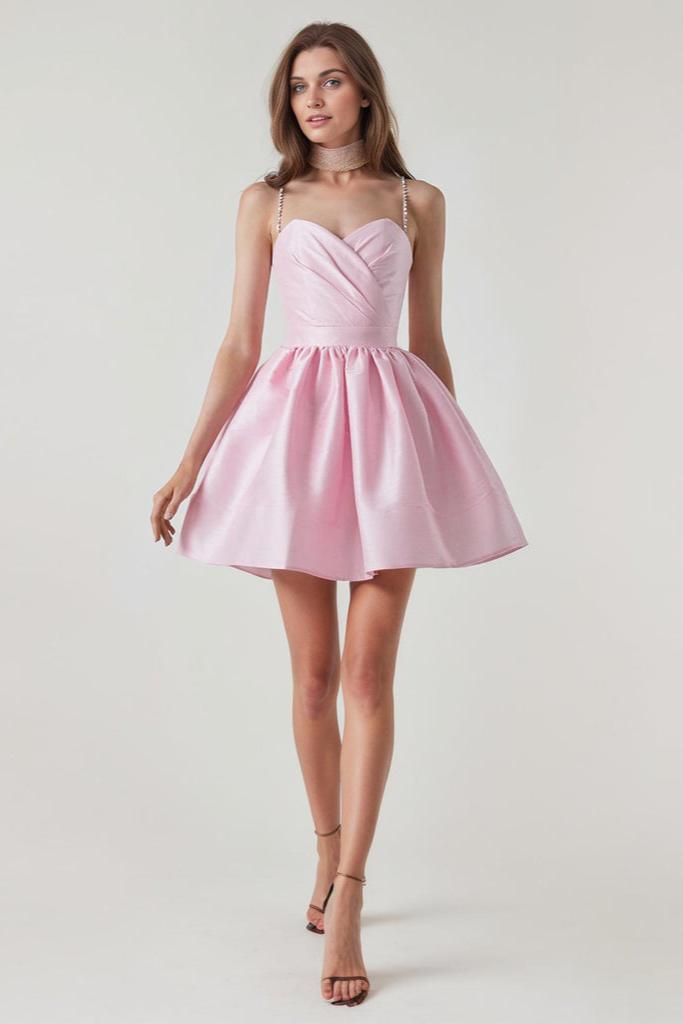 J2305131042-_1 SATIN RUFFLE HEM MINI DRESS FOR PARTY