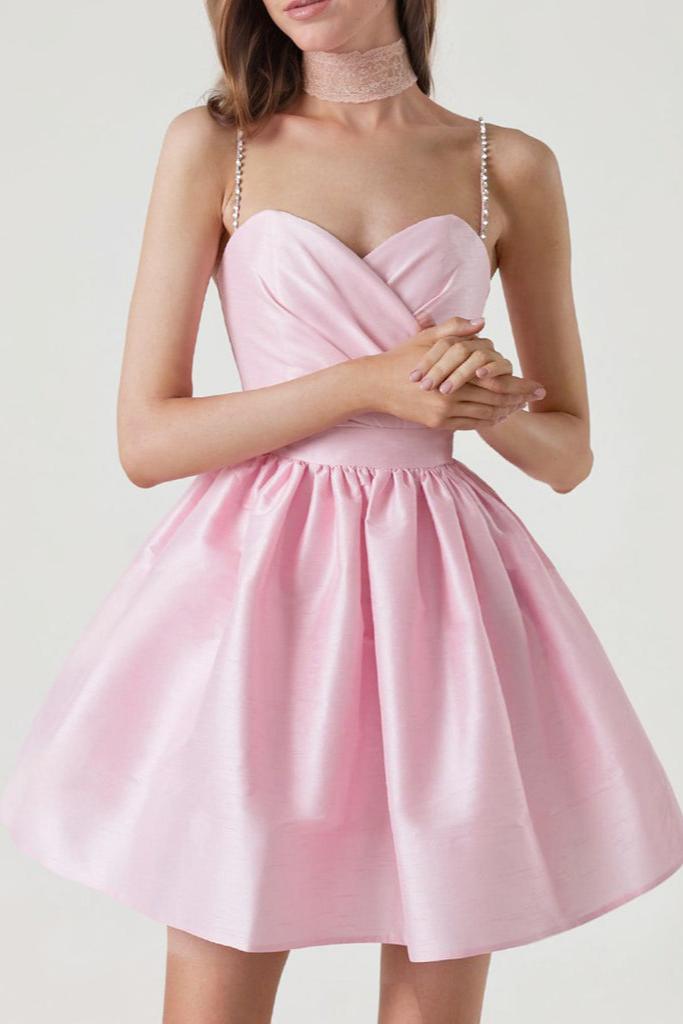 SATIN RUFFLE HEM MINI DRESS FOR PARTY