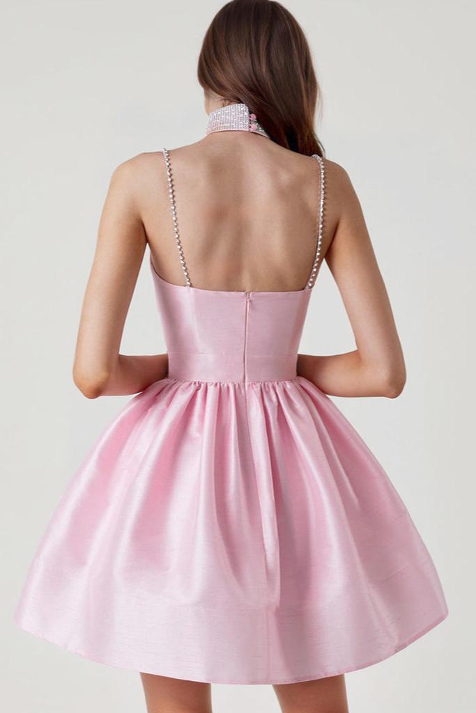 SATIN RUFFLE HEM MINI DRESS FOR PARTY