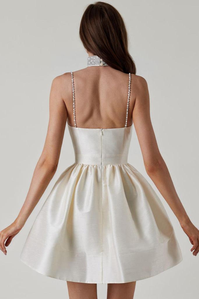 SATIN RUFFLE HEM MINI DRESS FOR PARTY