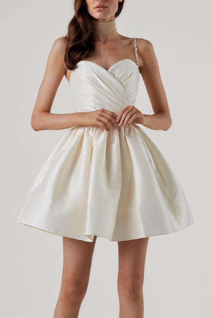 SATIN RUFFLE HEM MINI DRESS FOR PARTY