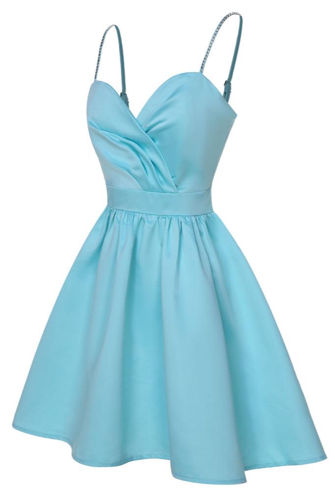 SATIN RUFFLE HEM MINI DRESS FOR PARTY