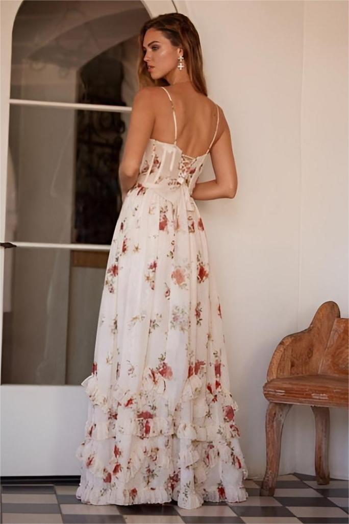 J2406264002-_3 FLORAL SWEETHEART SPLIT MIDI DRESS FOR WEDDING GUEST