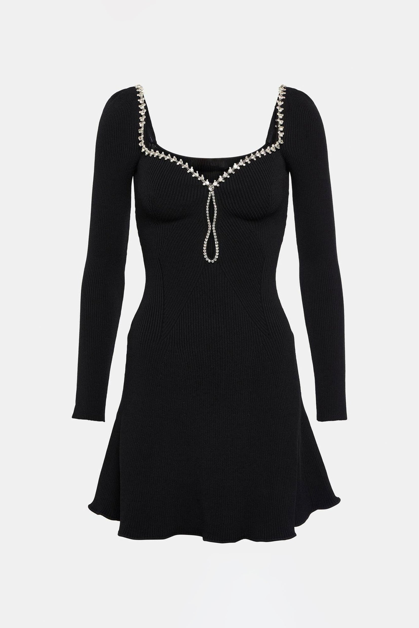 KNIT RHINESTONE MINI DRESS FOR PARTY