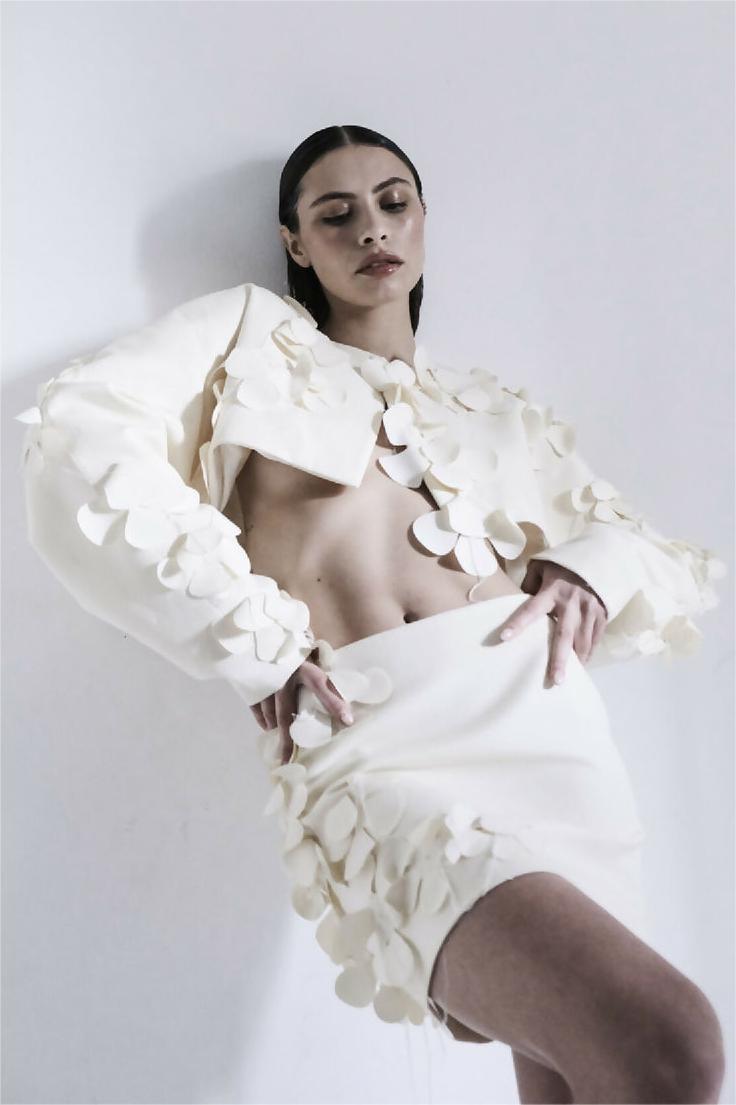 3D FLORAL SKIRT SET - LONG SLEEVE TOP & HIGH WAIST MINI