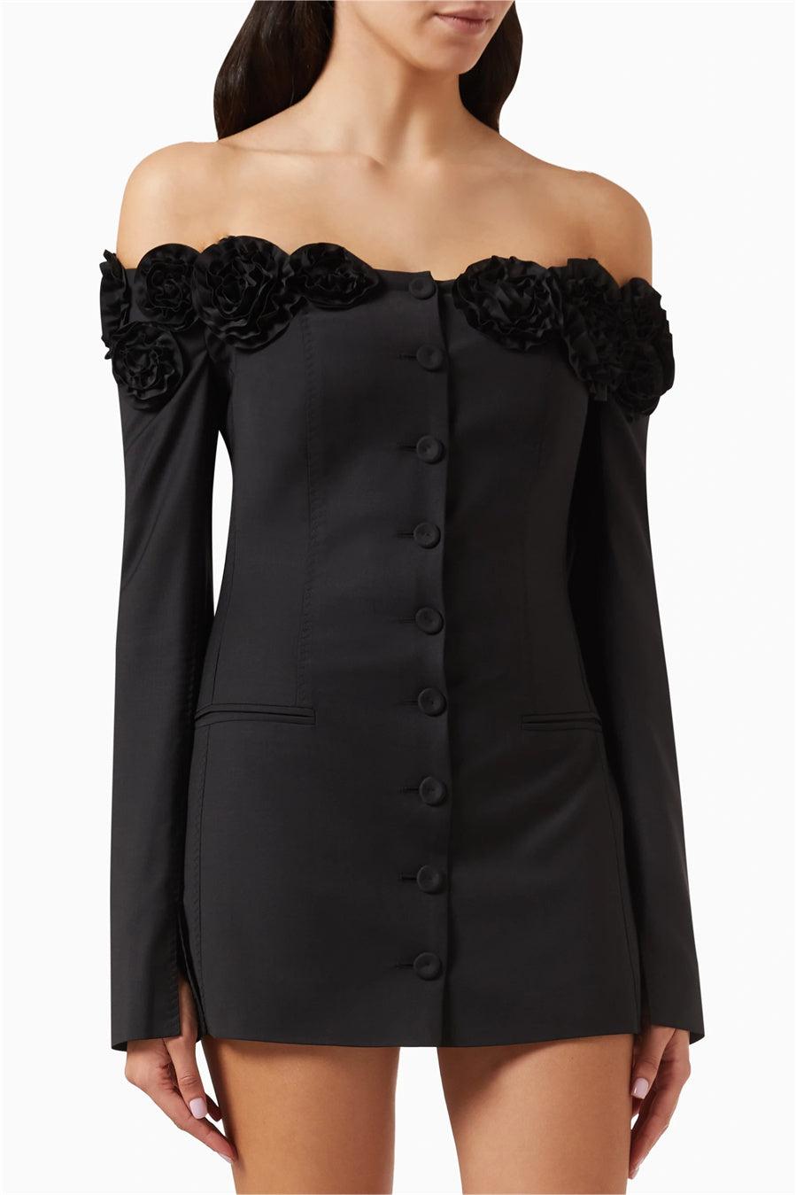 3D FLORAL OFF-SHOULDER MINI DRESS, PARTY
