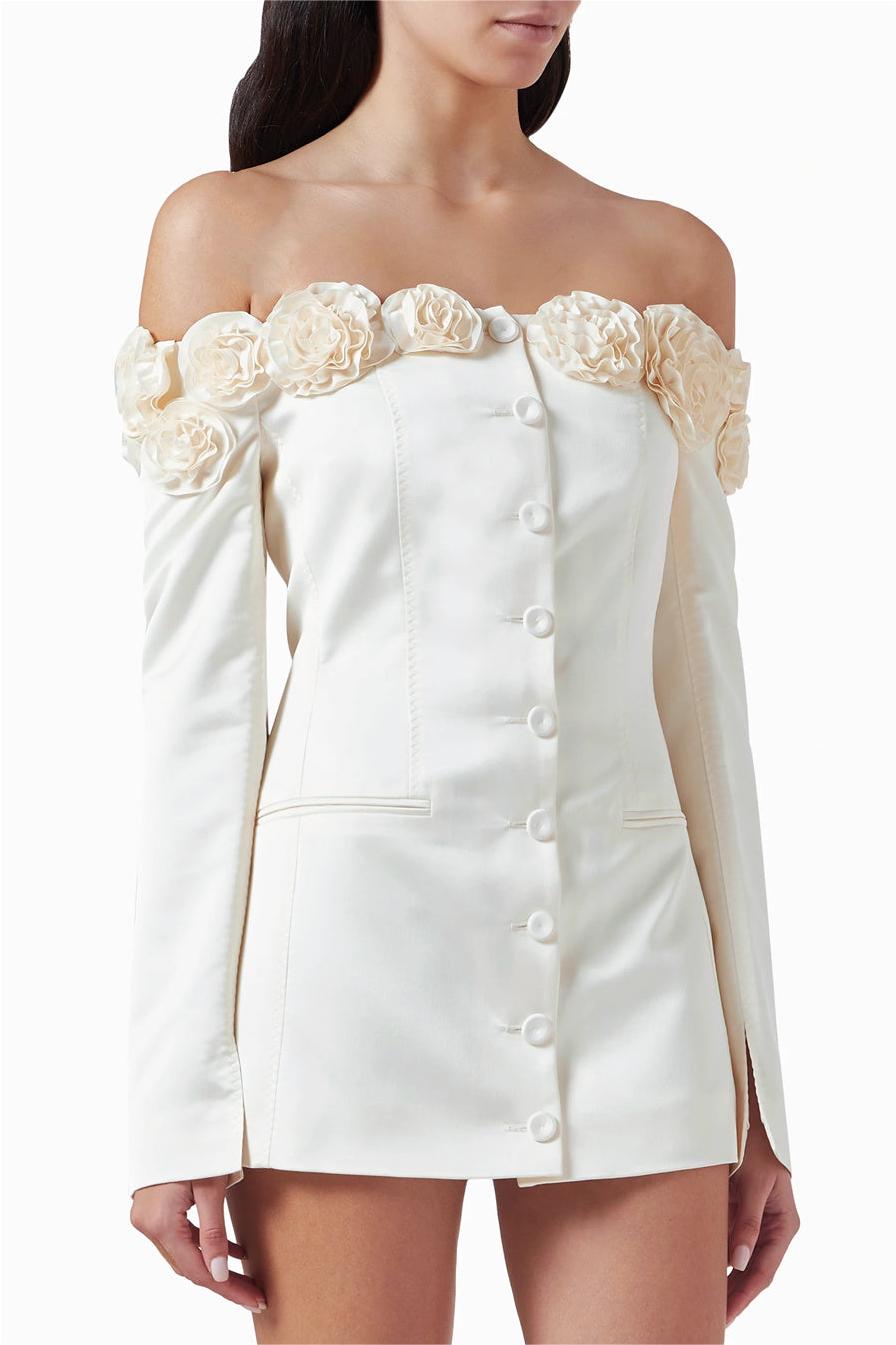 3D FLORAL OFF-SHOULDER MINI DRESS FOR PARTY