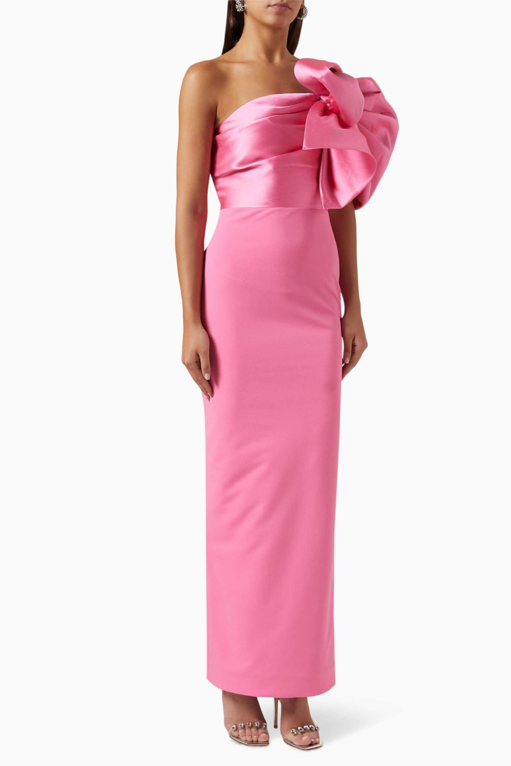 SATIN BOW SLEEVELESS MIDI DRESS FOR EVENTS