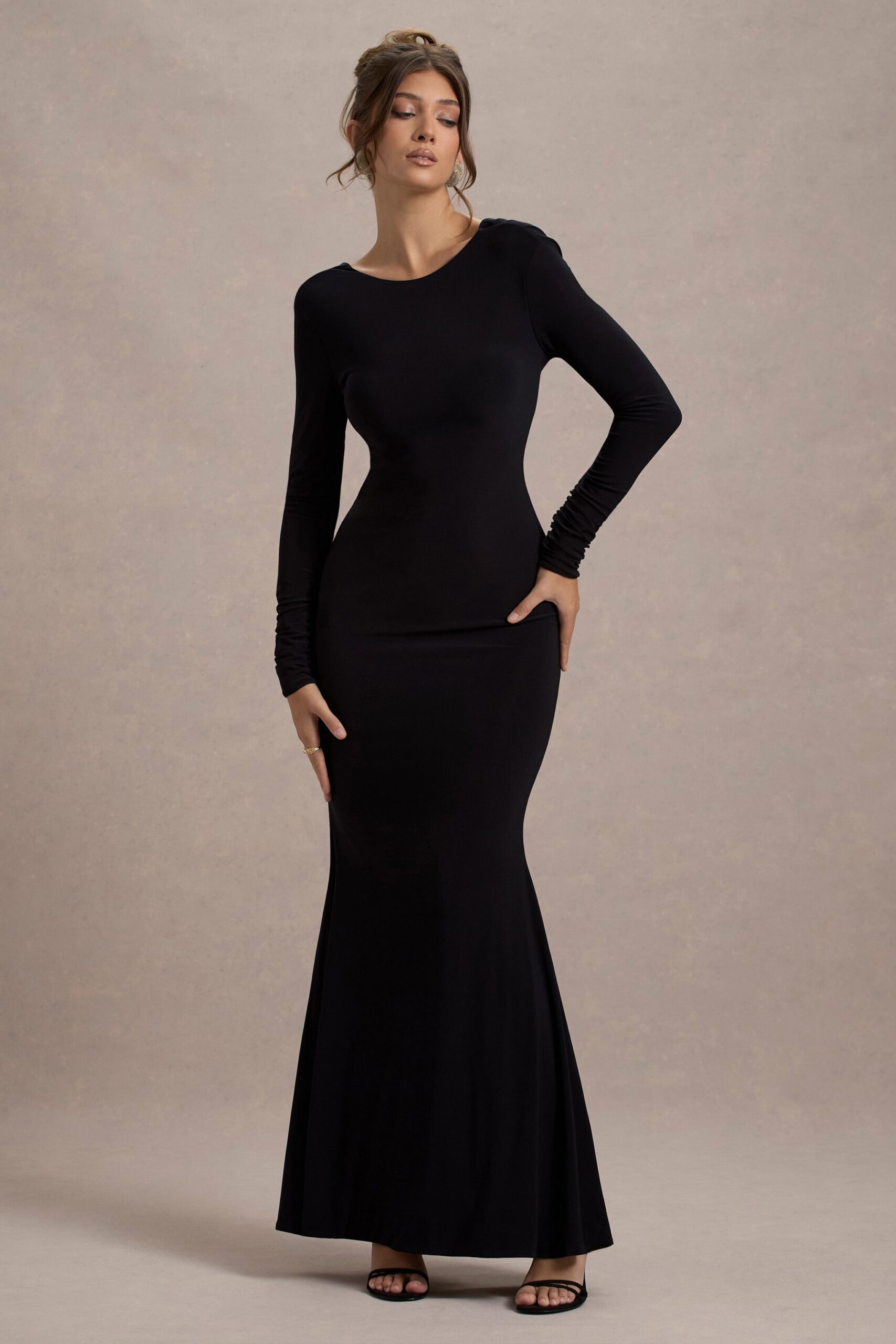 JERSEY BOW BACKLESS MIDI DRESS FOR PARTY