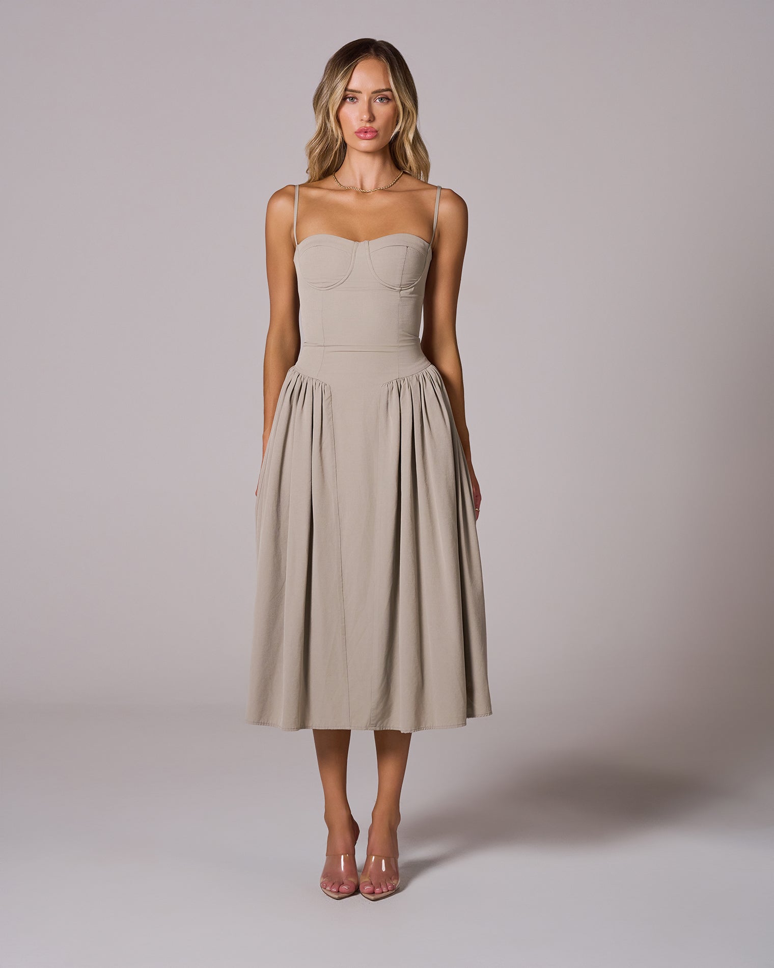 CORSET MIDI DRESS FOR WEDDING GUEST