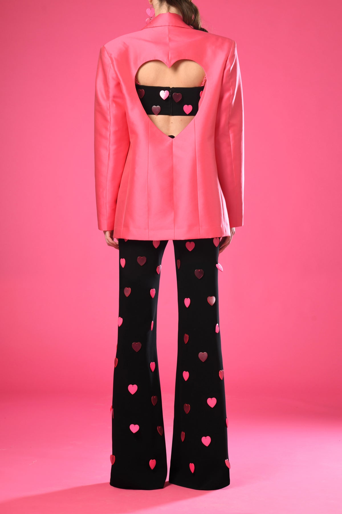 PINK HEART PRINT TOP & PANTS SET FOR DATE NIGHT