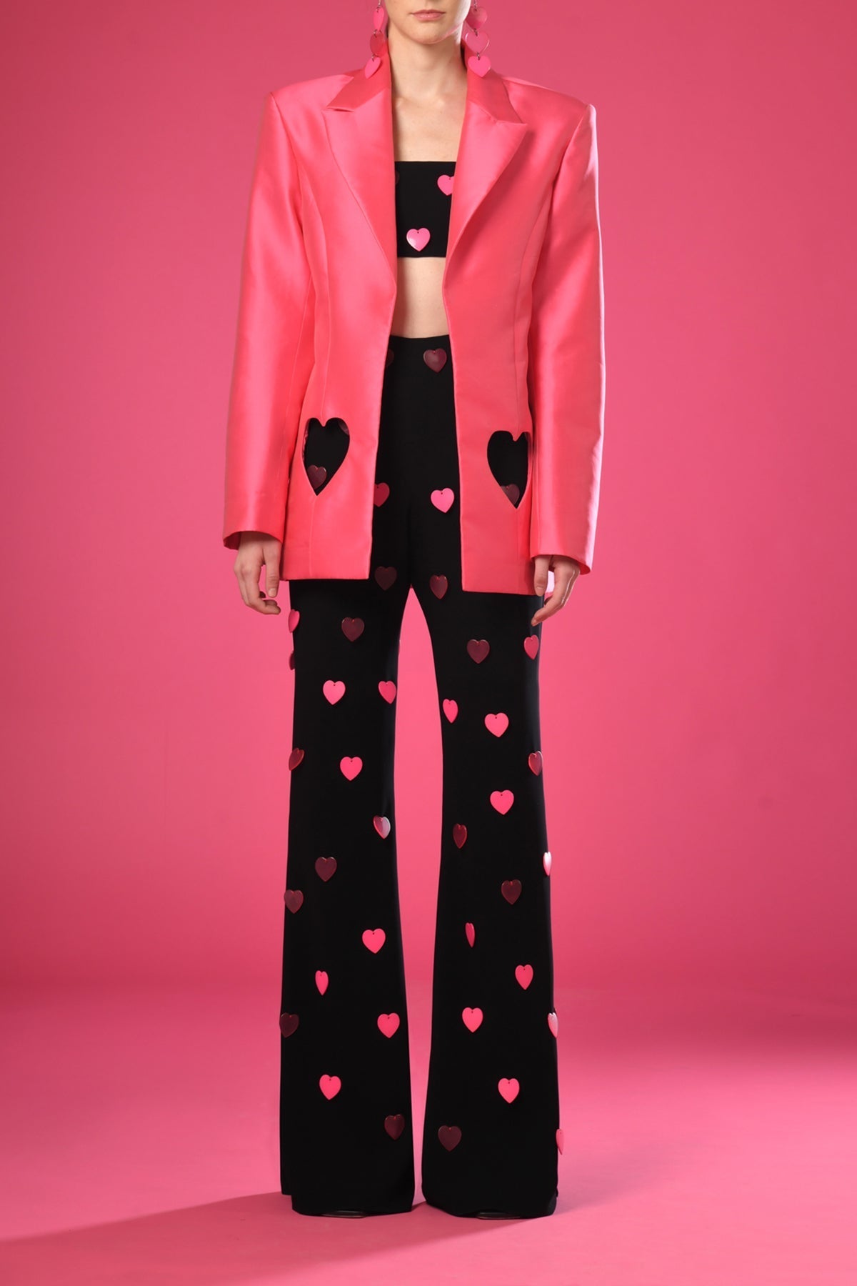 PINK HEART PRINT TOP & PANTS SET FOR DATE NIGHT