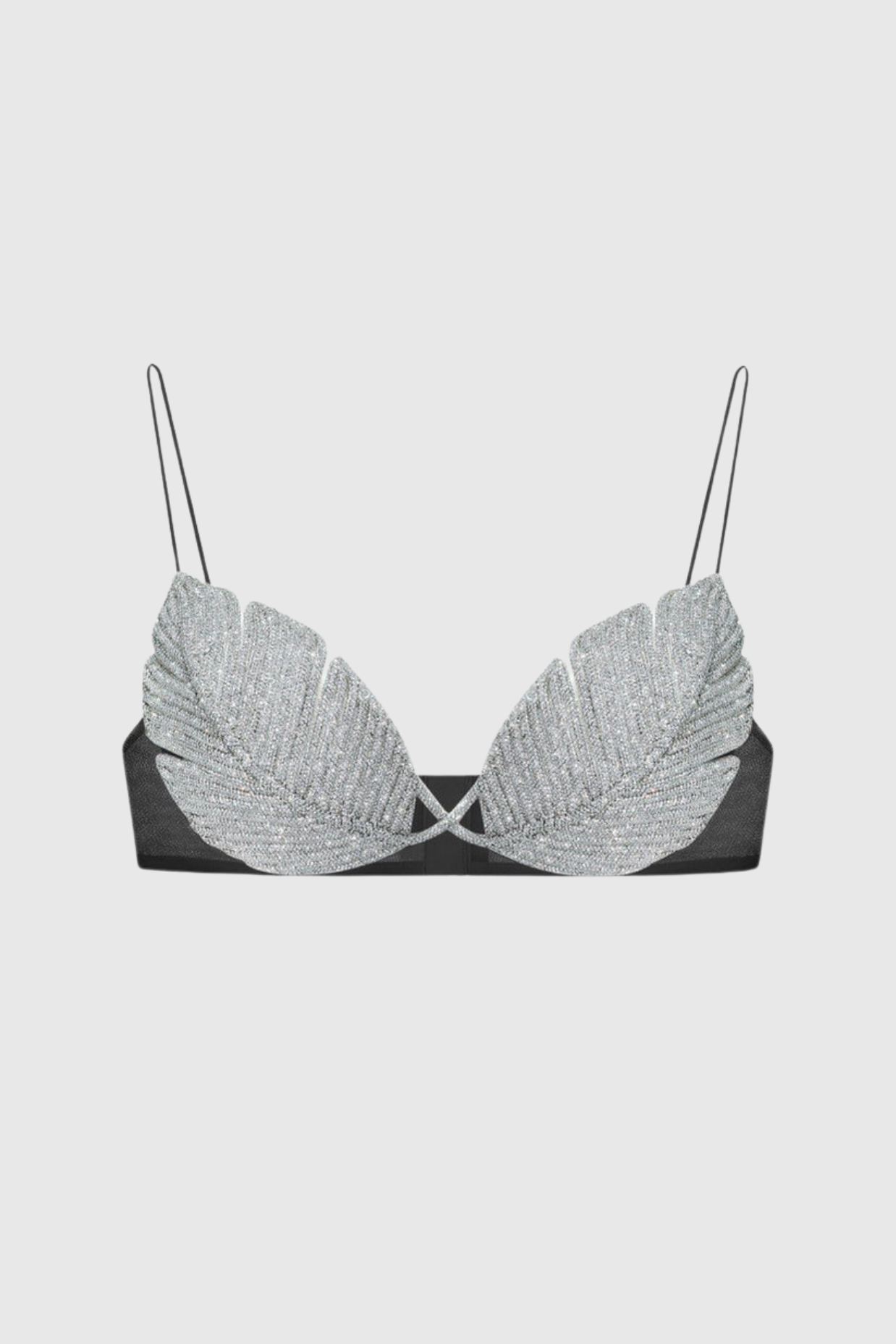 LEAF CRYSTAL BRALETTE BLACK - BOHO PARTY TOP