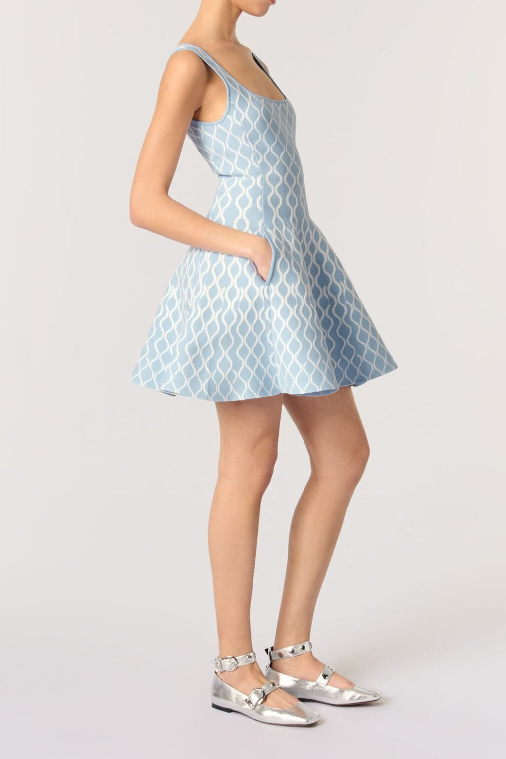 HÉLÈNE JACQUARD SLEEVELESS MINI DRESS FOR PARTIES