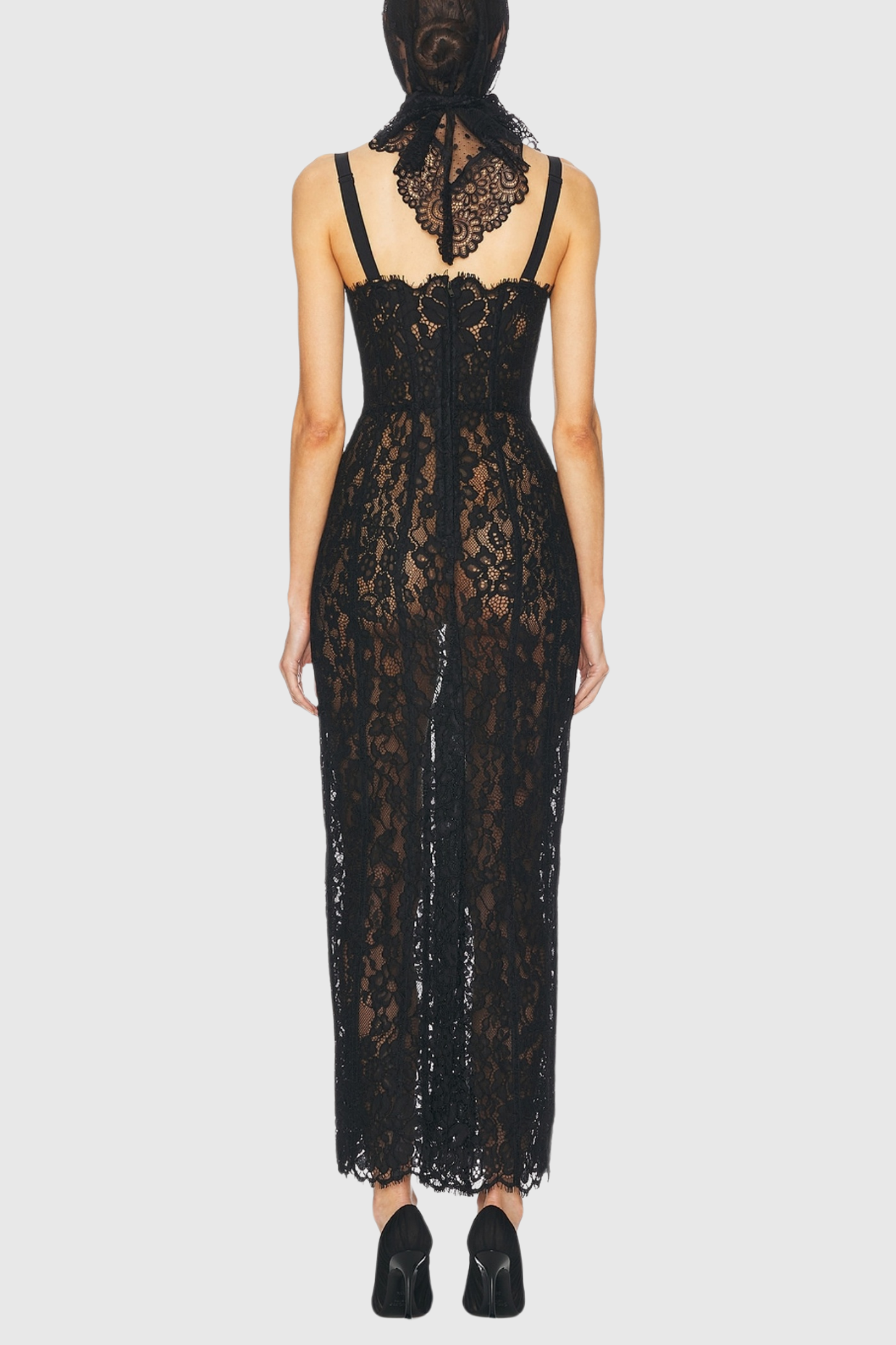 FREDA LACE CORSET MAXI DRESS, BLACK, WEDDING GUEST