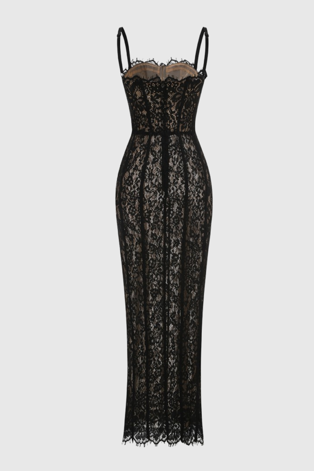 FREDA LACE CORSET MAXI DRESS, BLACK, WEDDING GUEST