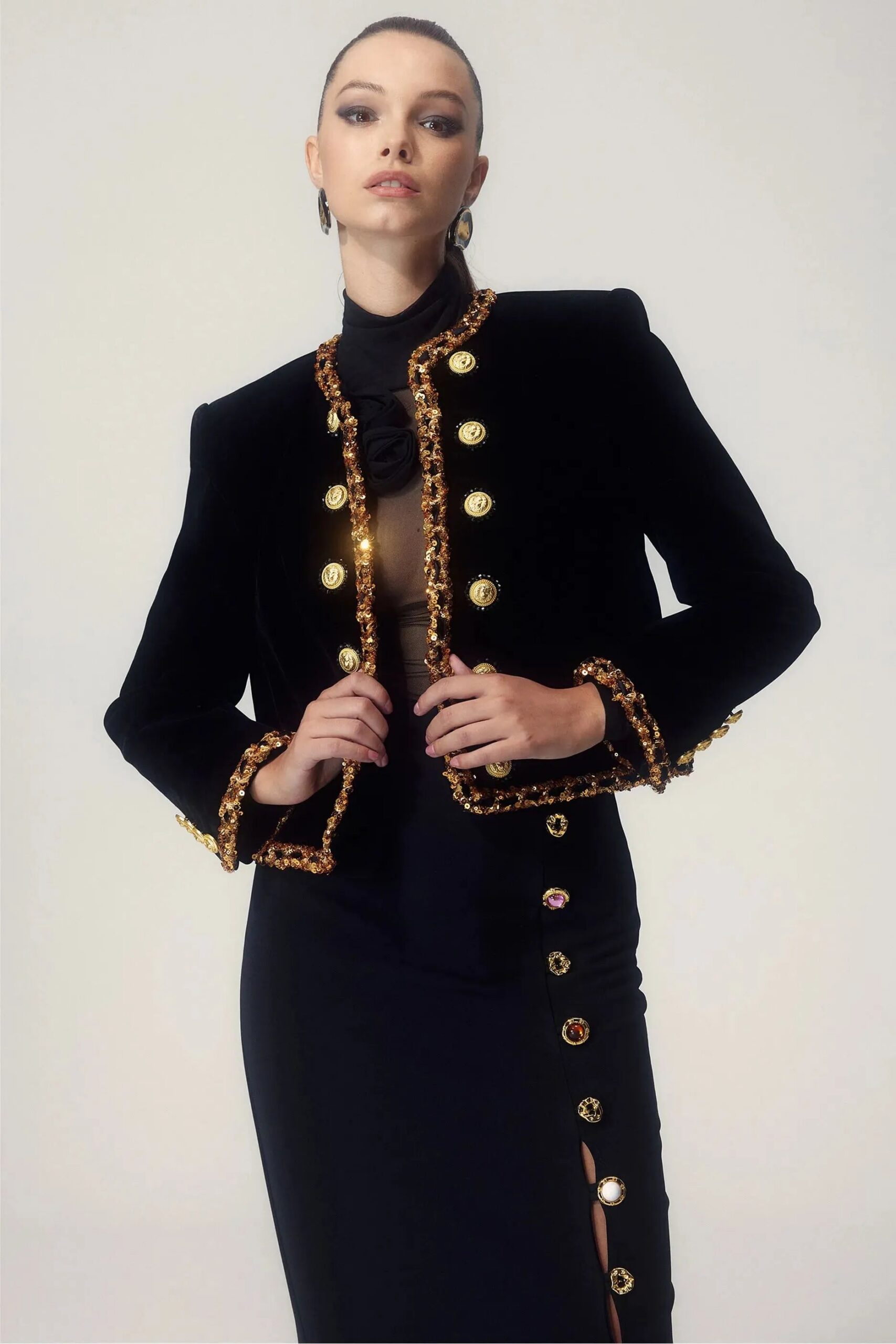 JaniceSequinEmbroideryVelvetJacket-Sunfere_1 JANICE SEQUIN VELVET BLAZER FOR EVENING