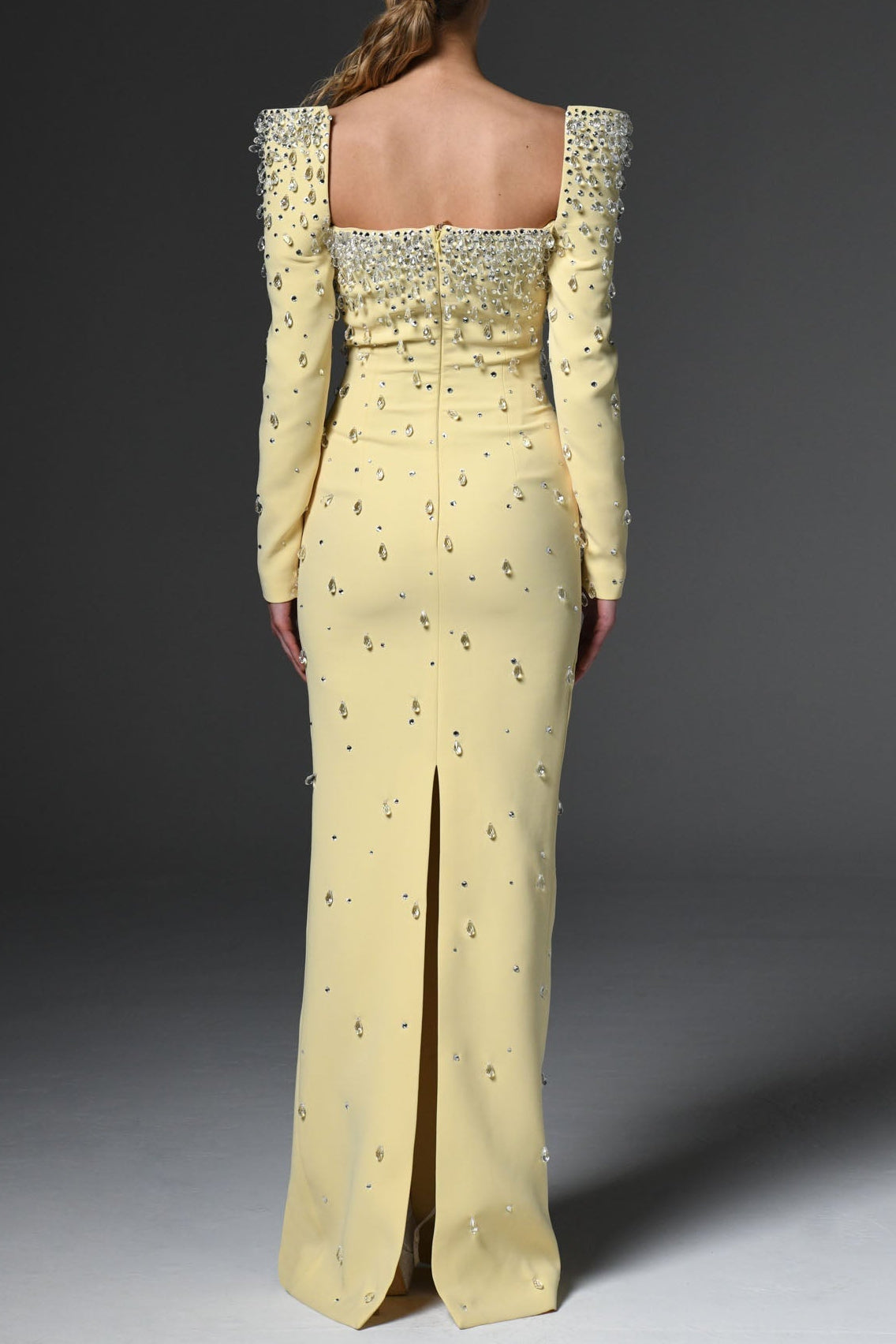 LYNN SQUARE NECK BEADED MAXI DRESS - YELLOW