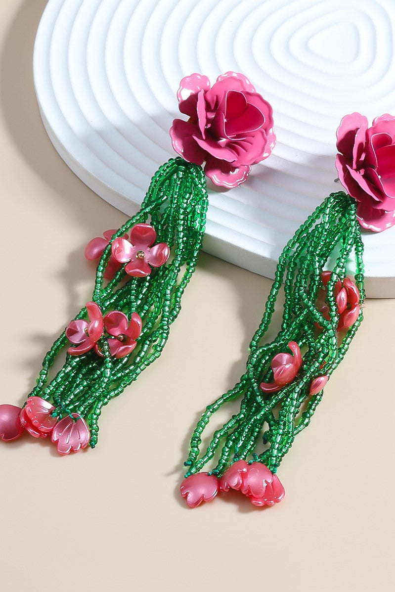 JOCELYN FLORAL BEAD DROP EARRINGS FOR WEDDING